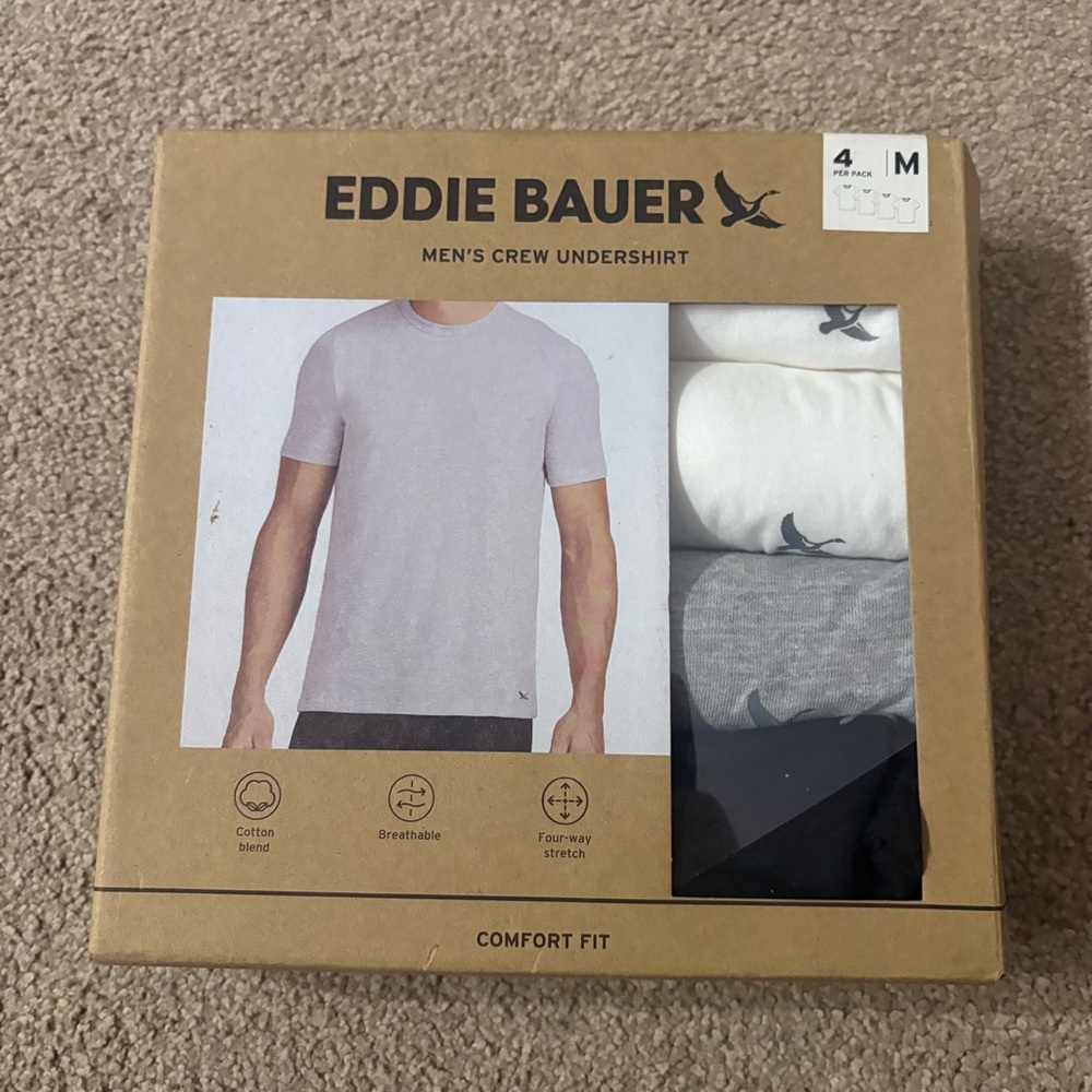 Eddie Bauer Men's Crew Undershirt Pack - White, Gray, Black
